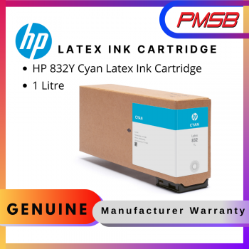 HP 832Y 1 Litre Cyan Latex Ink Cartridge (4UV06A)